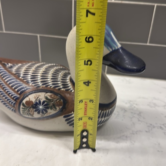 Vintage Mexican Tonala Pottery Duck Mateos Mostado Cobalt Blue Figure Figurine - Picture 4 of 10